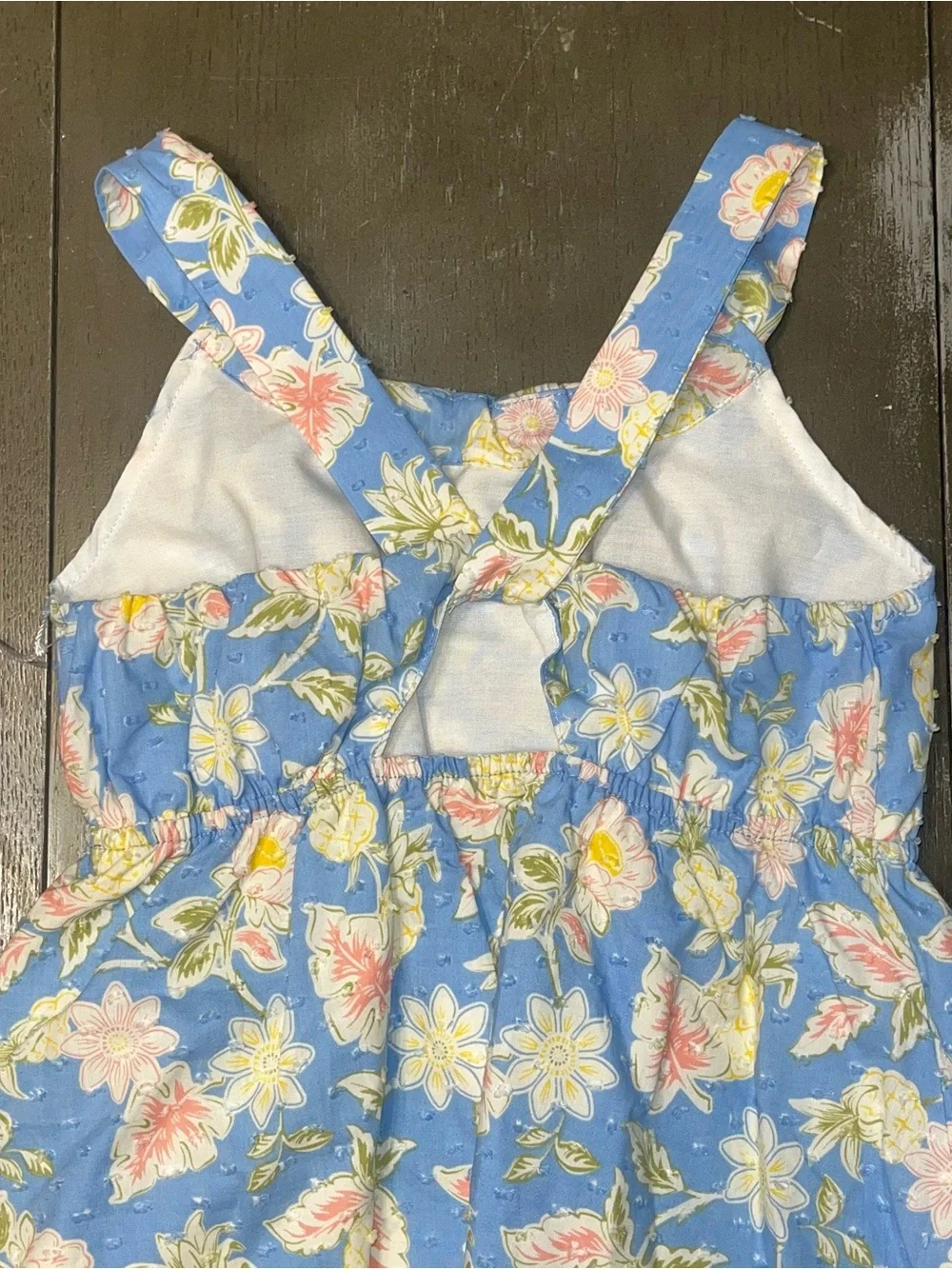 Tommy Bahama Blue Yellow Pink Sun Dress Thin Straps NWT Girls 7 Headband Floral